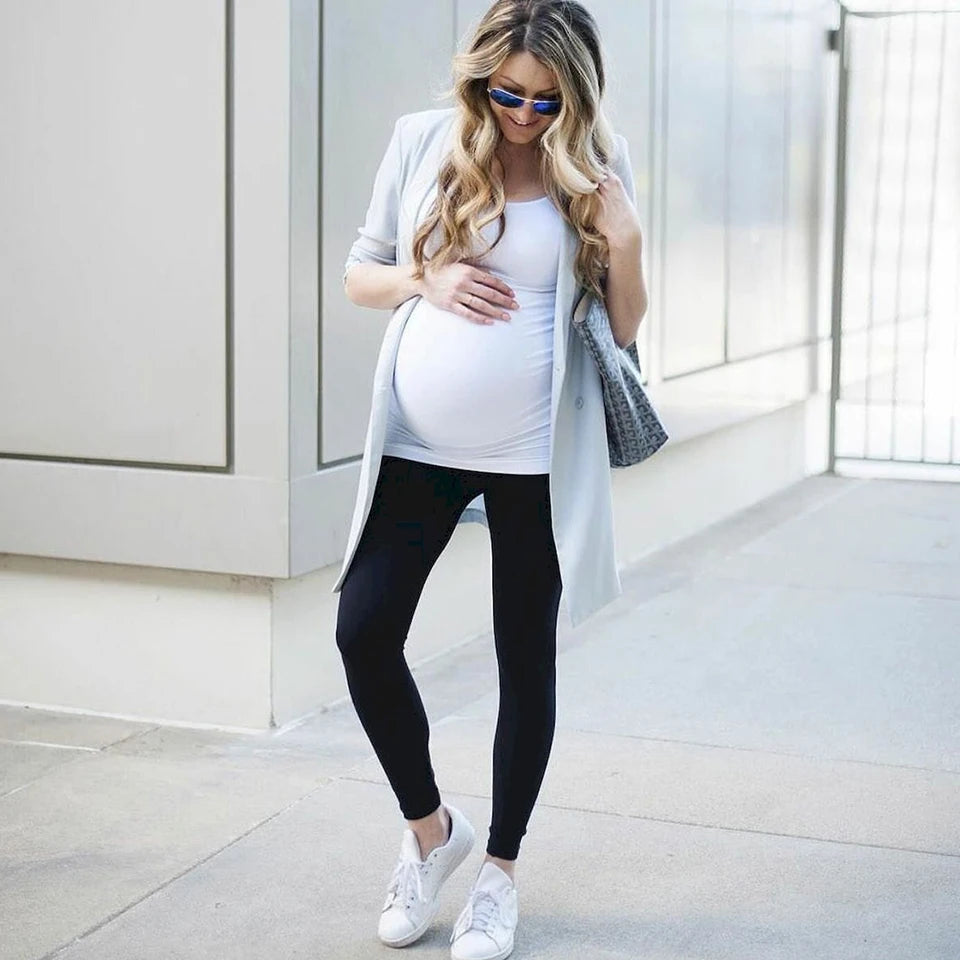 CowLost | product_id-high-waist-maternity-leggings-with-belly-support-skinny-knit-pants |17