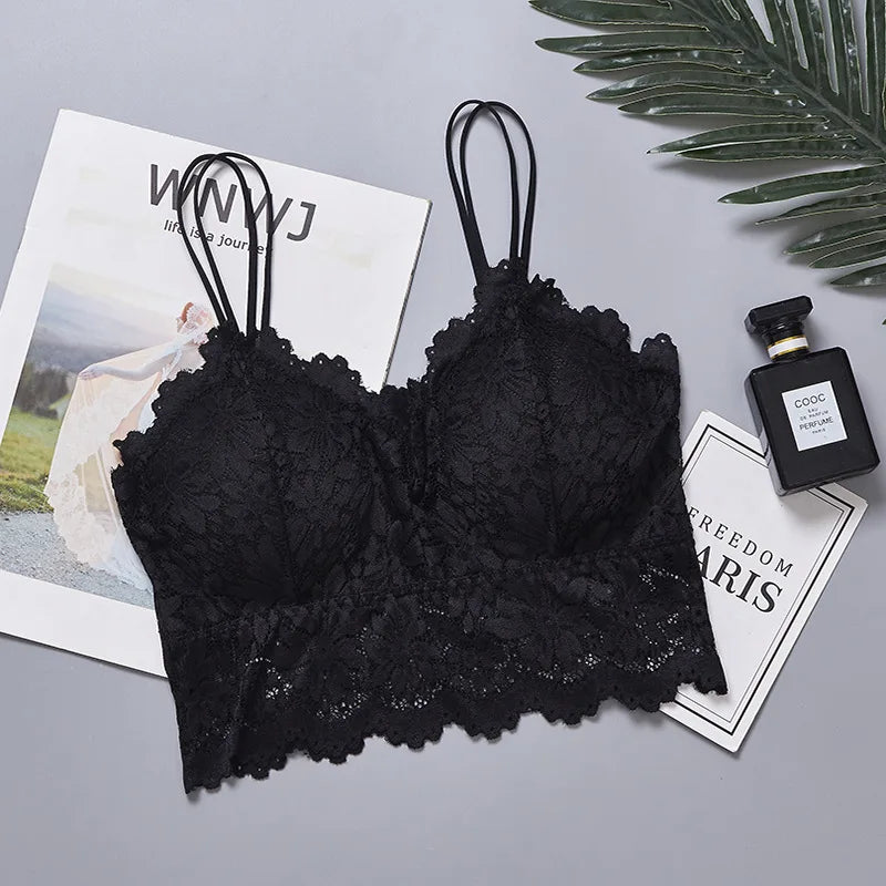 CowLost | product_id-lace-tube-top-bra-with-double-straps-and-removable-pads |4
