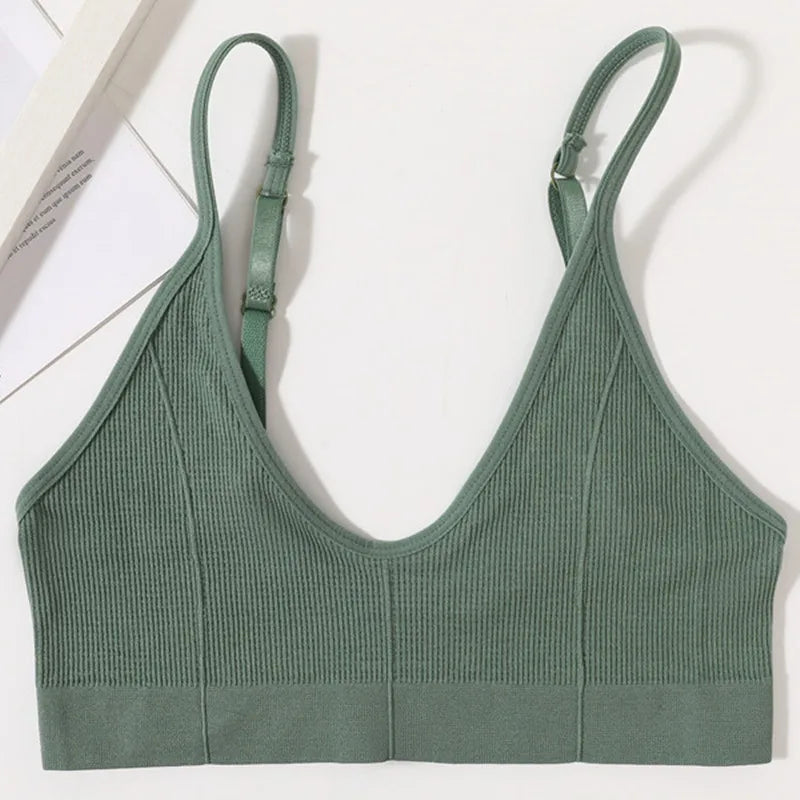 CowLost | product_id-seamless-ribbed-v-neck-wireless-tube-top-bralette-with-adjustable-straps-m-l |20