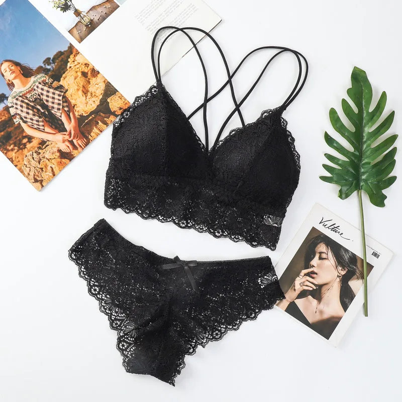CowLost | product_id-women-lace-wireless-push-up-bra-and-low-rise-panties-set |10
