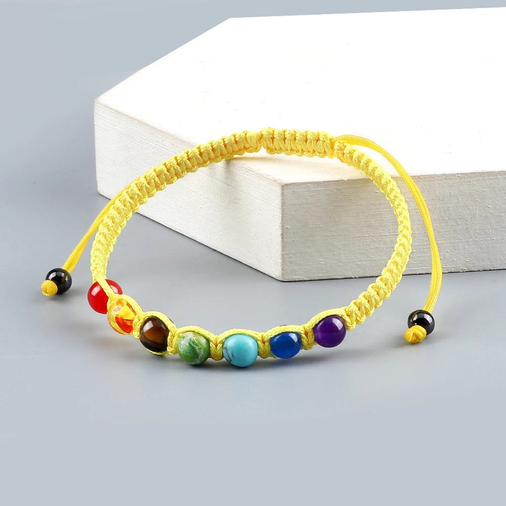 CowLost | badge-pass-holders-handmade-adjustable-7-chakra-natural-stone-beads-bracelet-6mm |36