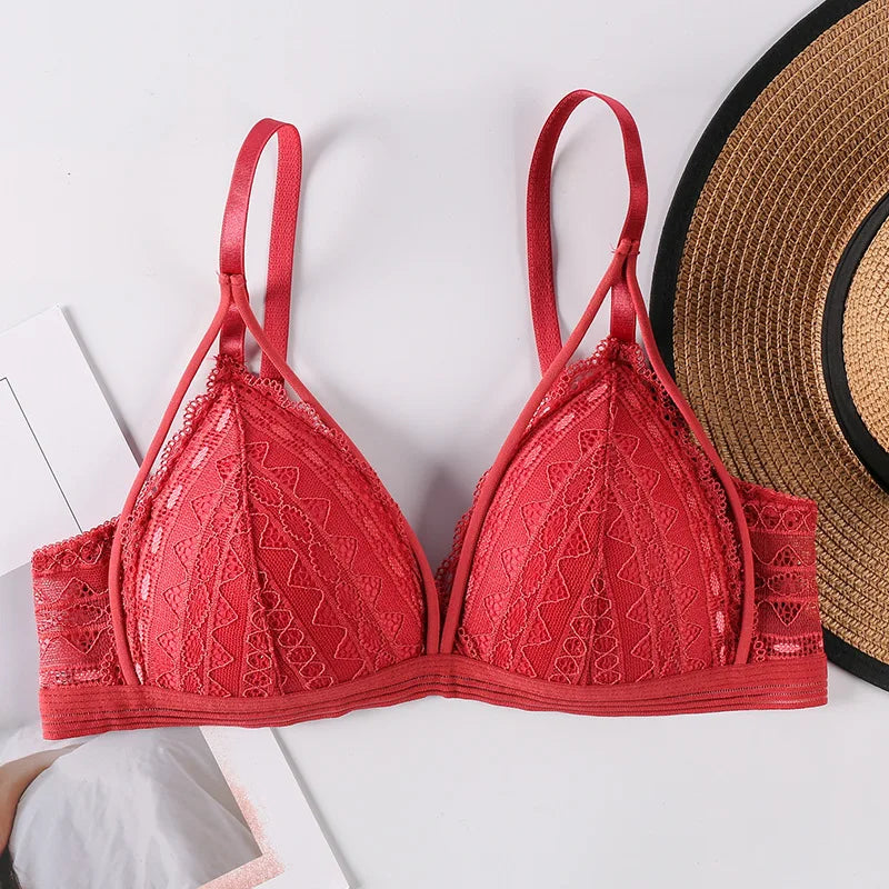 CowLost | product_id-floral-lace-wire-free-push-up-bra-with-light-pads-for-women |8
