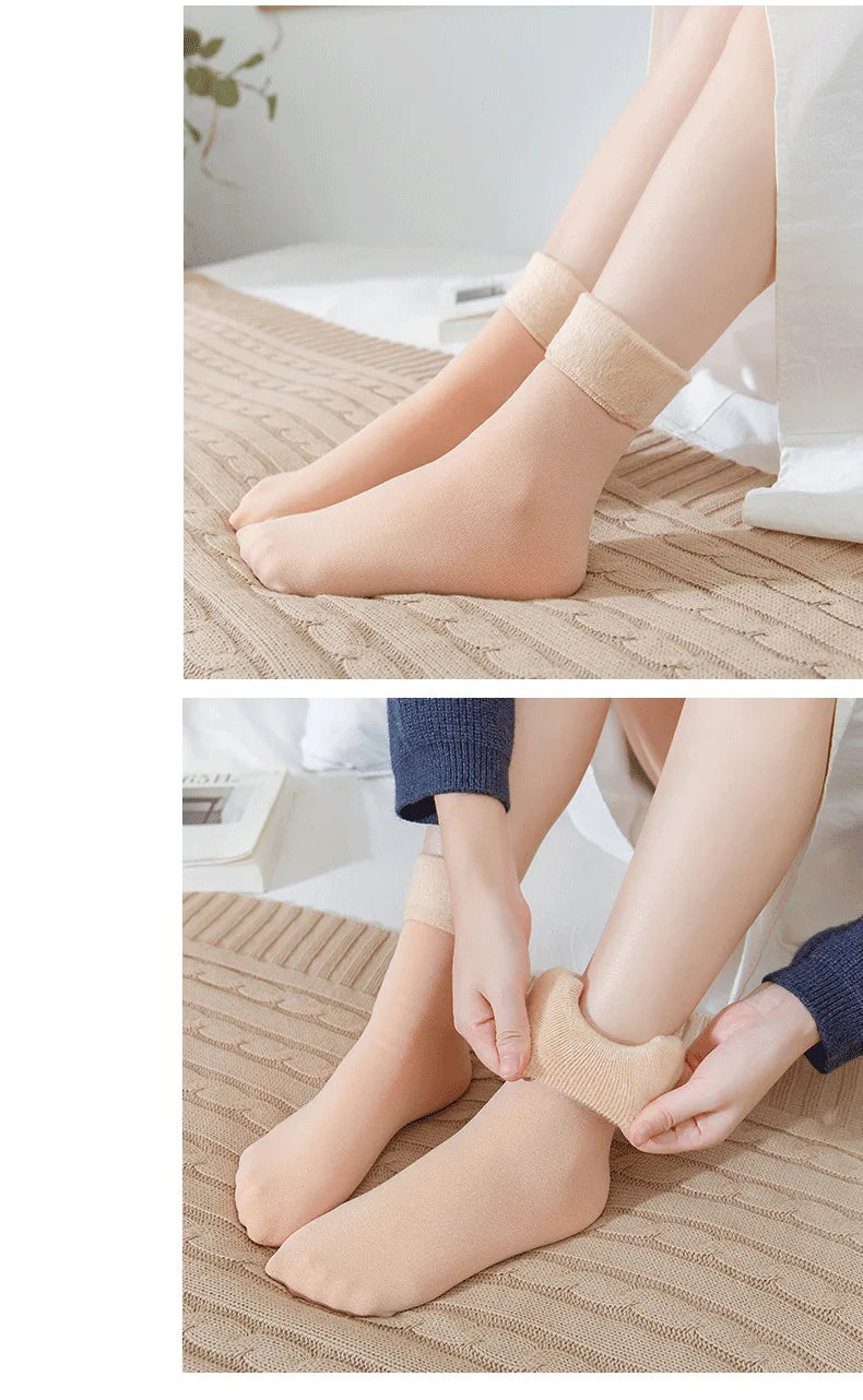 1Pair Winter Women Thick Socks Solid Pure Elasticity
