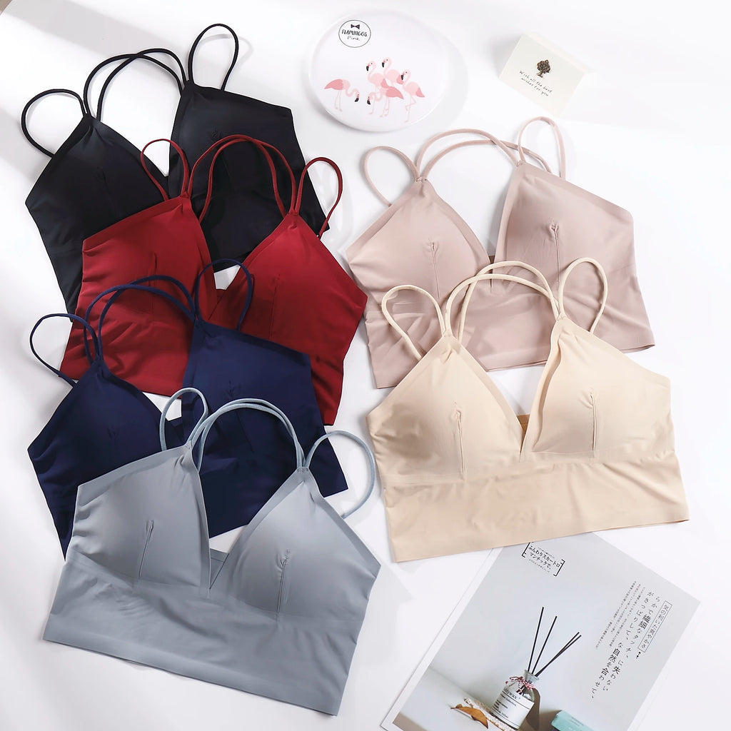 CowLost | product_id-seamless-v-neck-wireless-bra-top-with-removable-pads-for-women |1