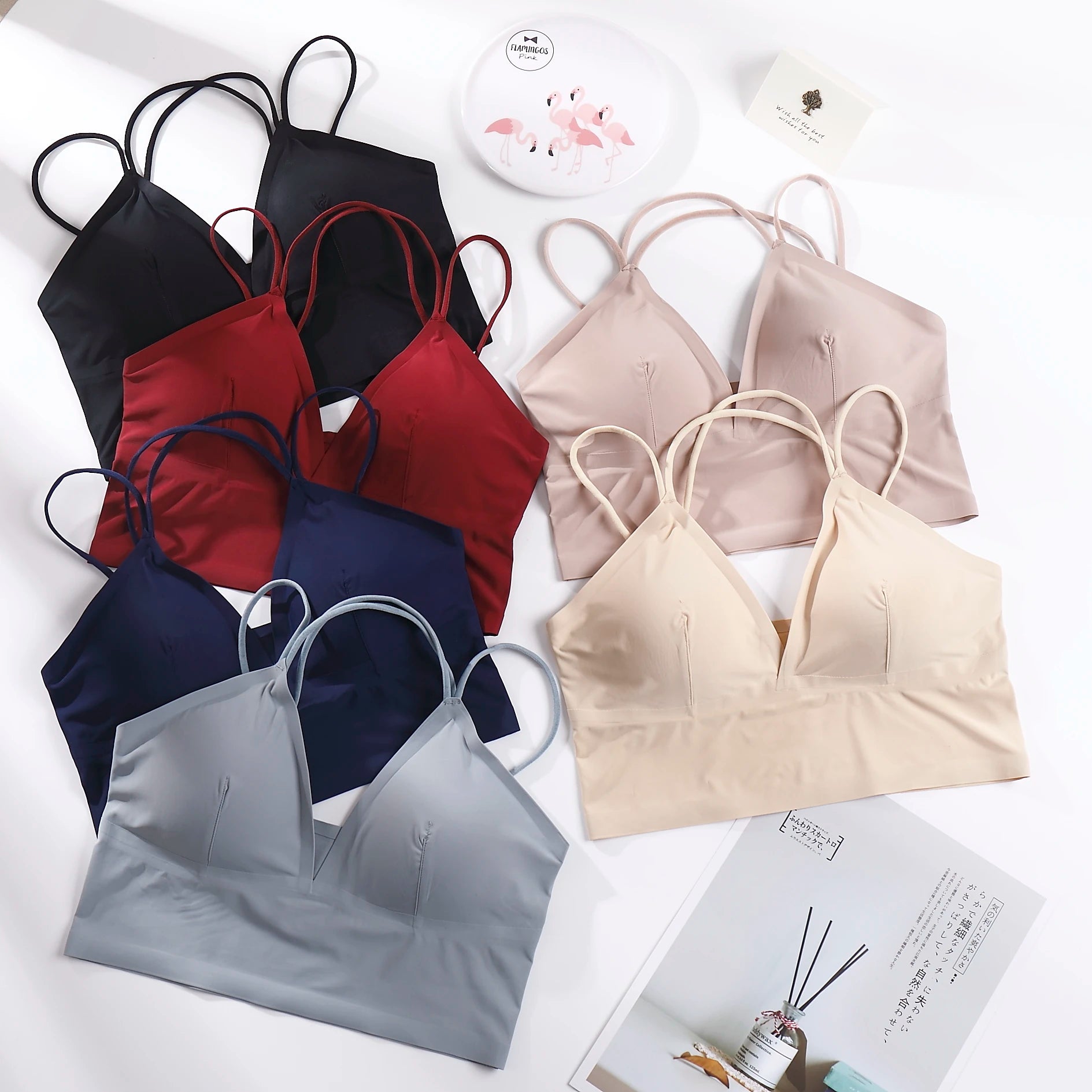 CowLost | product_id-seamless-v-neck-wireless-bra-top-with-removable-pads-for-women |1