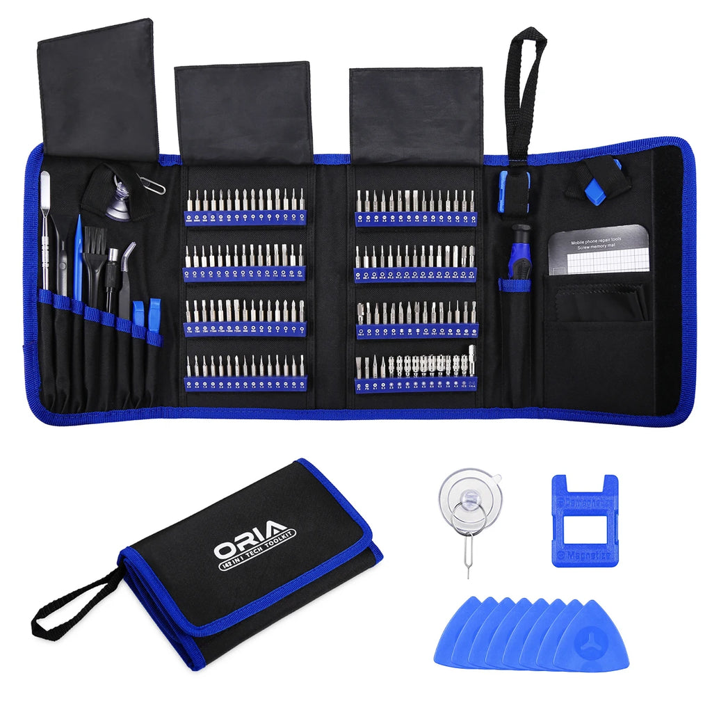 ORIA 142-in-1 Magnetic Precision Screwdriver Set with Bits and Portable Bag