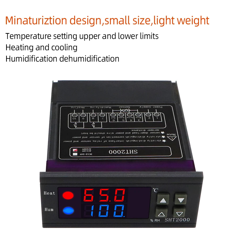 SHT2000 Temperature Humidity Controller DC 12V 24V AC 220V Thermostat Hygrometer for Home Fridge Incubator