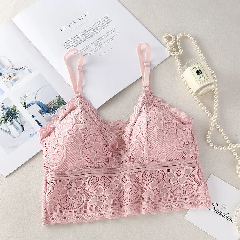 CowLost | product_id-women-s-floral-lace-v-neck-non-wire-bralette-with-removable-pads-cropped-top |12