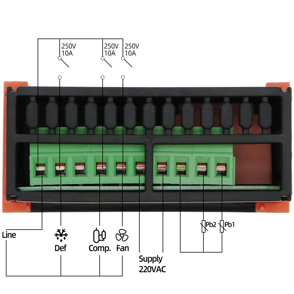 ETC-974 Mini Digital Temperature Controller 220V Thermostat Regulator with Dual NTC Sensors