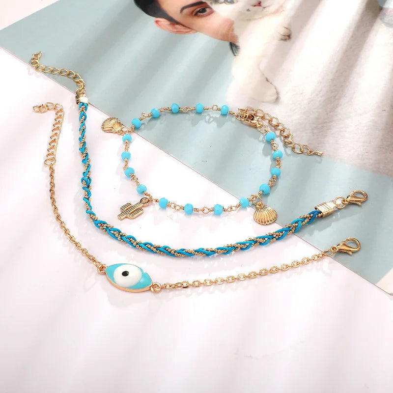 CowLost | bohemian-colorful-turkish-eyes-anklets-for-women-butterfly-flower-zircon-shell-cat-ankle-bracelet-summer-beach-foot-leg-jewelry-1 |13