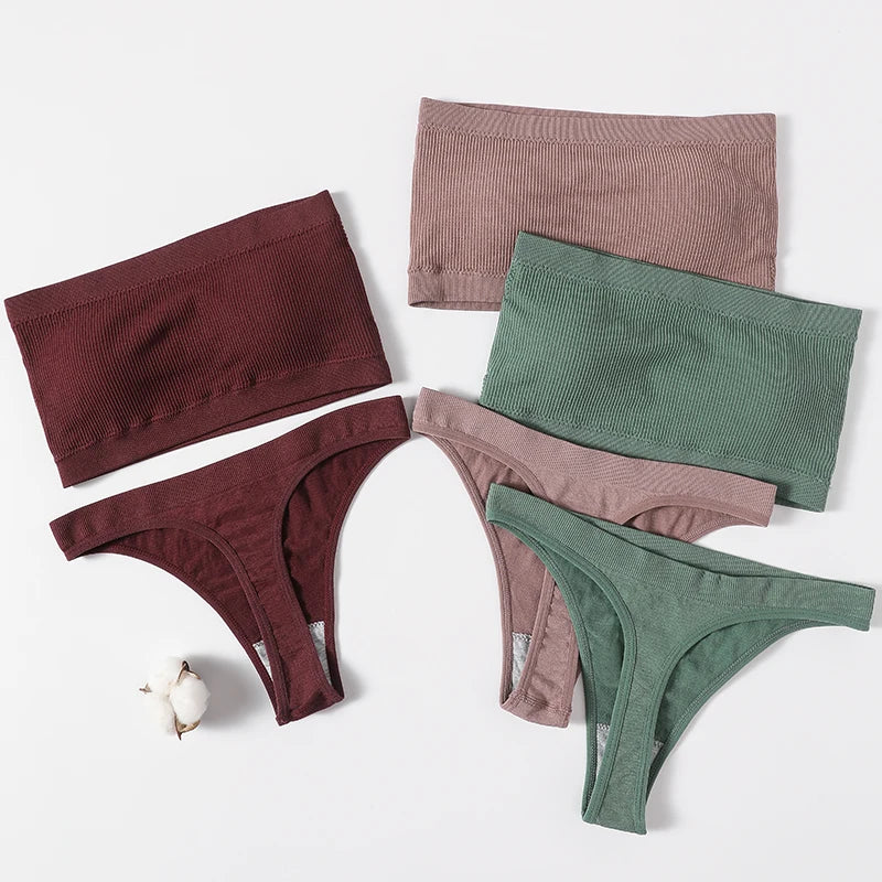 CowLost | product_id-women-seamless-strapless-wire-free-push-up-bra-brazilian-panty-set |6