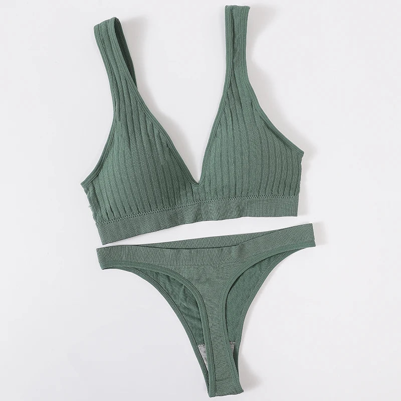 CowLost | product_id-womens-seamless-wirefree-v-neck-bra-high-waist-panties-set |39