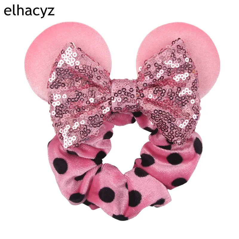 CowLost | mouse-ears-sequins-bow-women-velvet-scrunchies |11