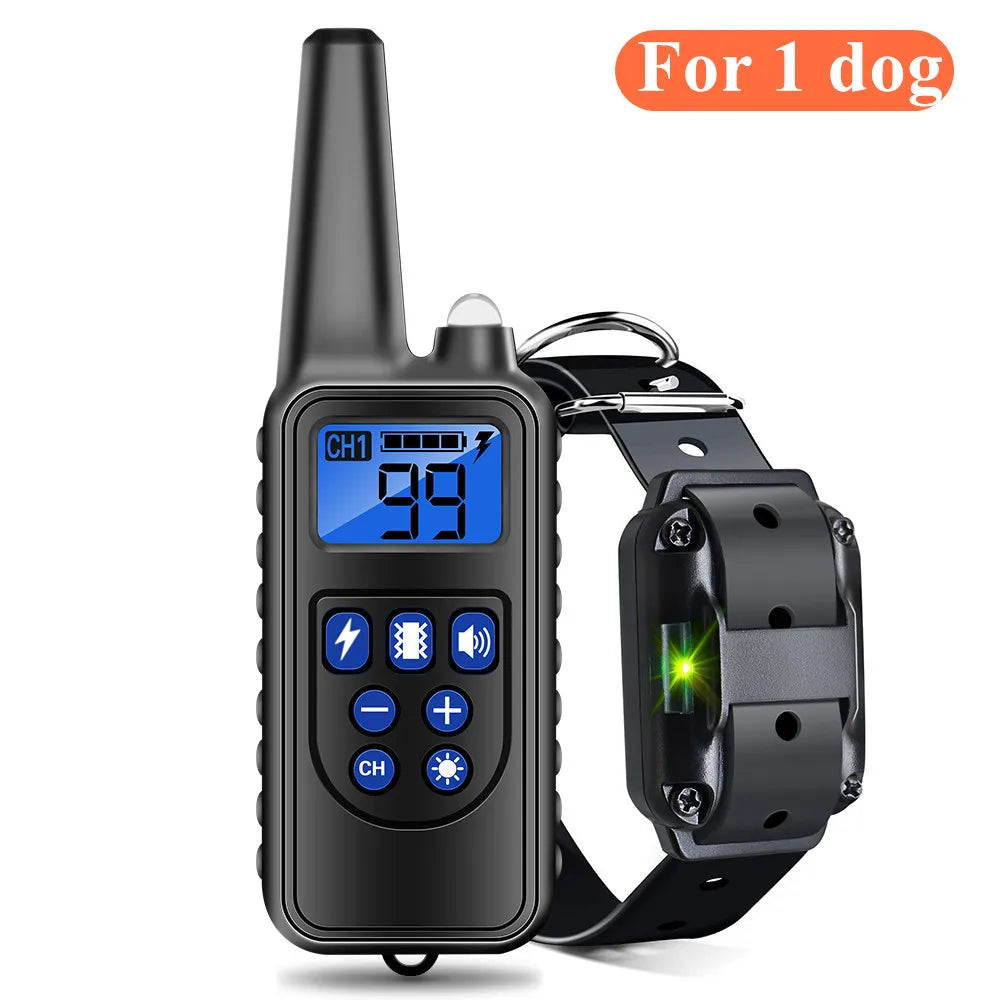 800m Rechargeable Dog Training Collar with LCD Display, Waterproof IP7, Vibration & Sound Modes for All Sizes