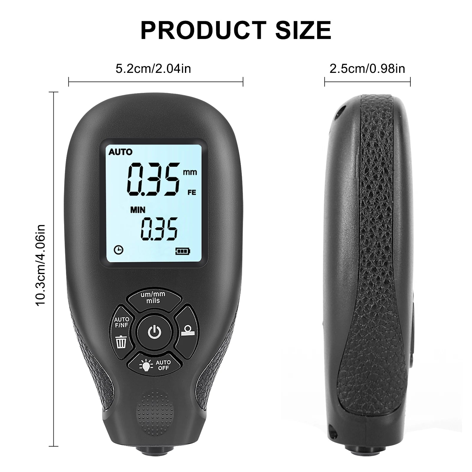 JUANJUAN Car Paint Coating Thickness Gauge 0-2000um LCD Display Manual Tester