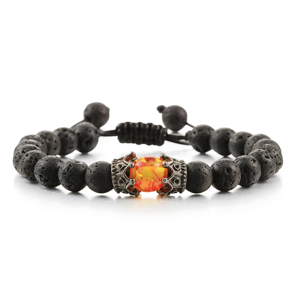 CowLost | badge-pass-holders-mens-natural-volcanic-rock-7-chakra-healing-bracelet |14