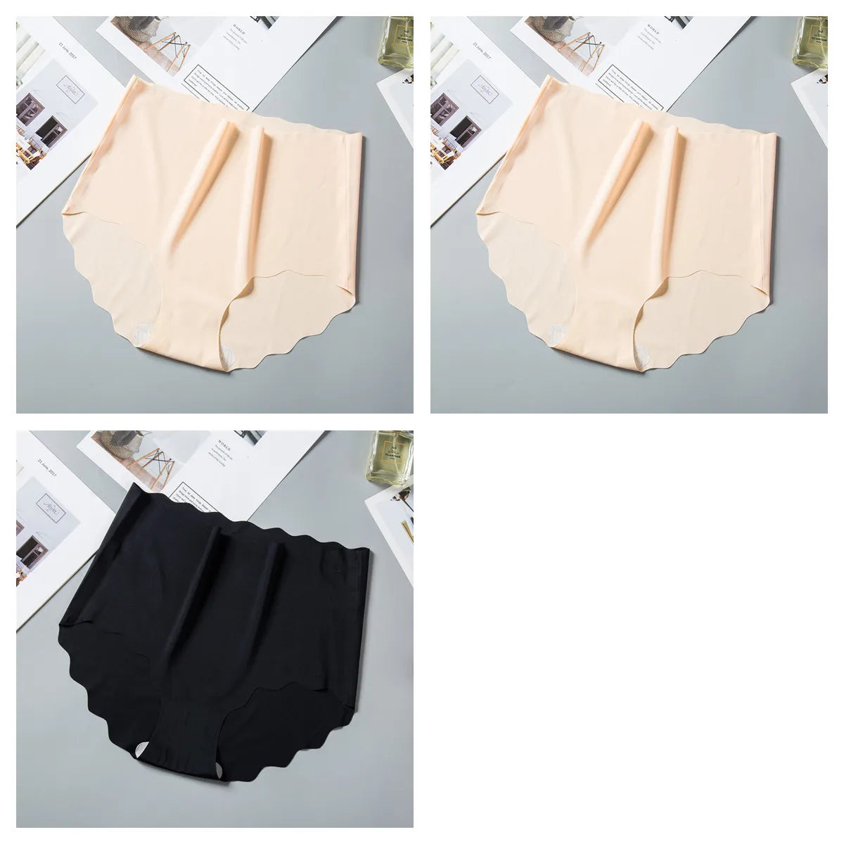 CowLost | product_id-3pcs-women-s-high-waist-seamless-ice-silk-hip-lift-briefs-m-xxl |42