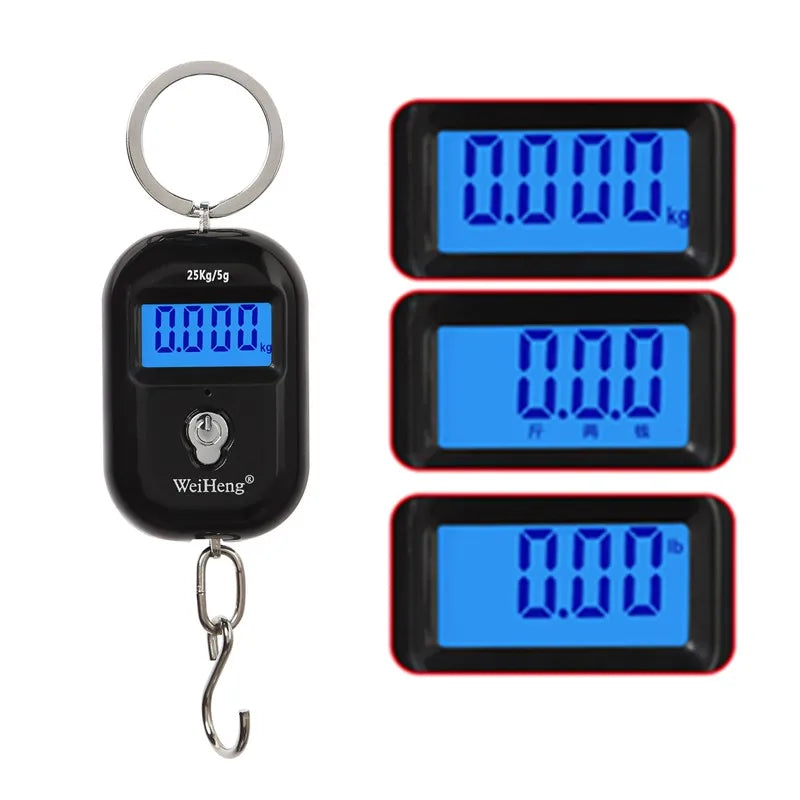Mini Digital Hanging Scale 25kg 5g LCD Pocket Fishing Luggage Keychain