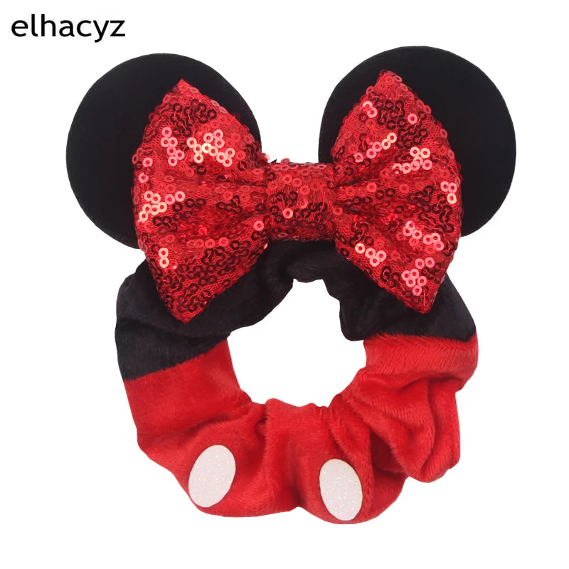 CowLost | mouse-ears-sequins-bow-women-velvet-scrunchies |12