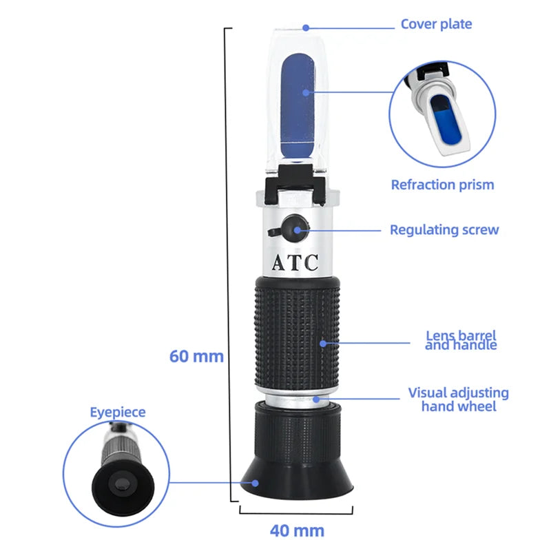 Handheld Honey Refractometer 45-82% Brix Sugar Content Tester with ATC for Beekeeping