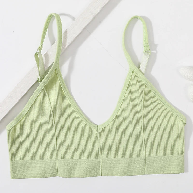 CowLost | product_id-seamless-ribbed-v-neck-wireless-tube-top-bralette-with-adjustable-straps-m-l |13
