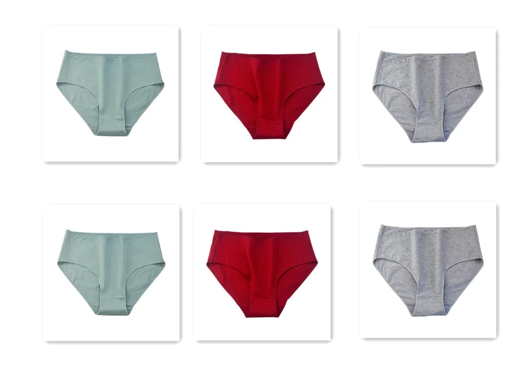 CowLost | product_id-6pcs-women-high-waist-seamless-breathable-cotton-briefs-m-2xl-solid-colors |19