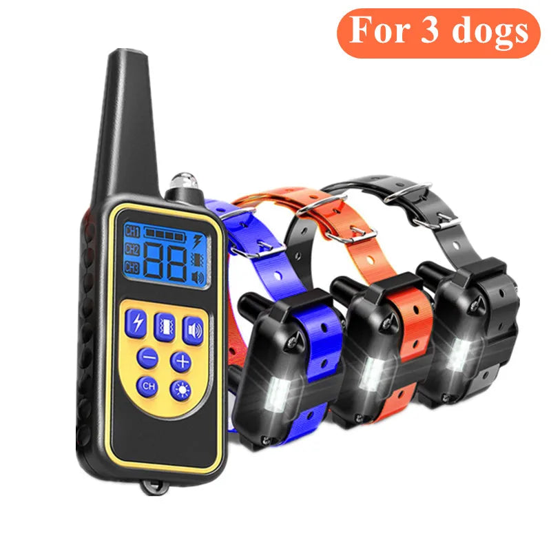 Waterproof Electric Dog Training Collar with Remote Control Rechargeable Anti-Bark Device for All Sizes