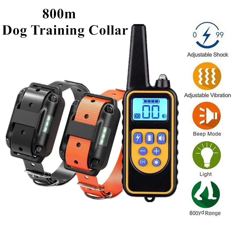 800m Waterproof Rechargeable Electric Dog Training Collar with Shock, Vibration & Sound