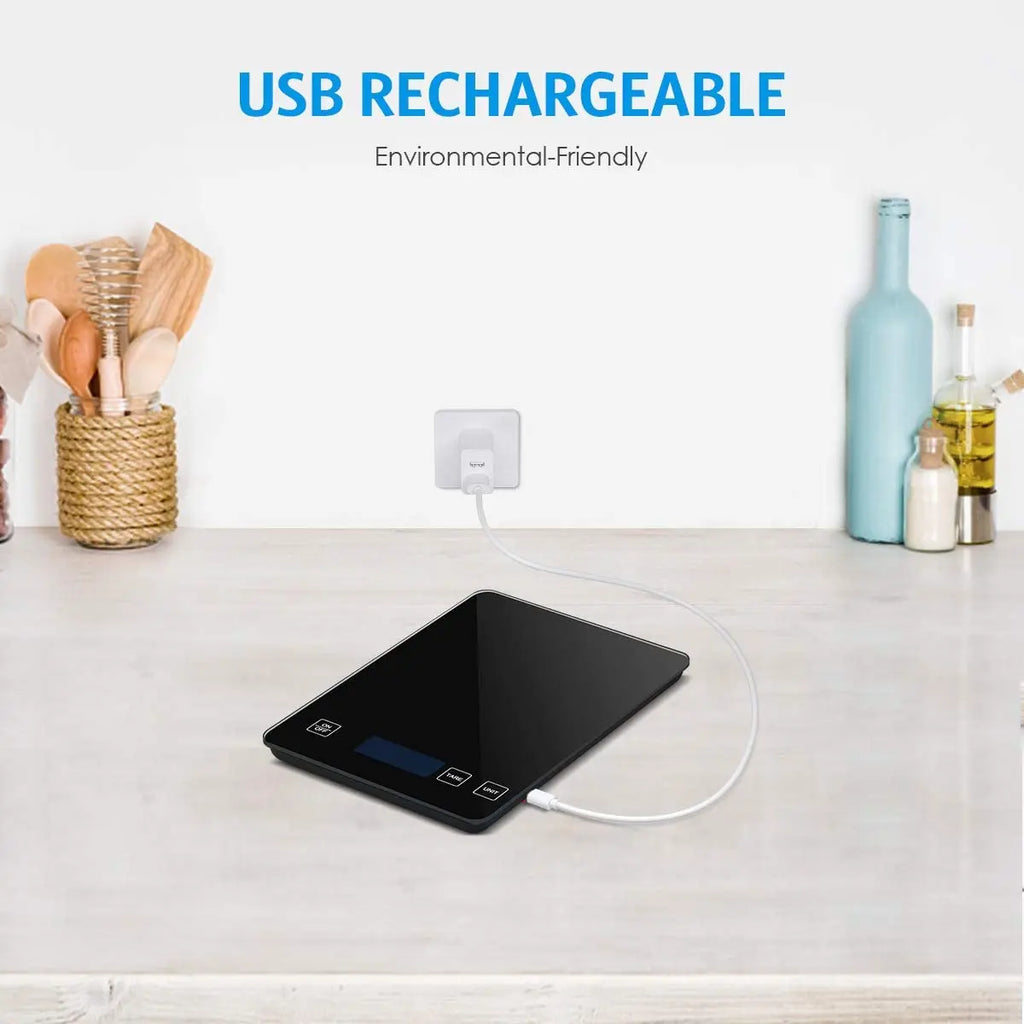 Digital Kitchen Scale 1g-10kg Waterproof Tempered Glass High Accuracy Multi-Function