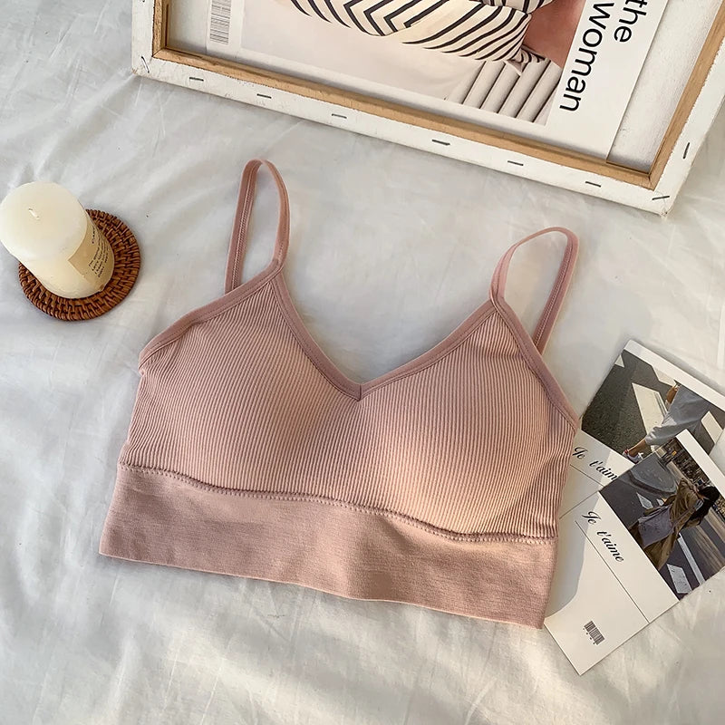 CowLost | women-tube-top-seamless-bra-crop-top-solid-color-sports-sexy-lingerie-active-bra-tops-underwear-with-removable-pads |7
