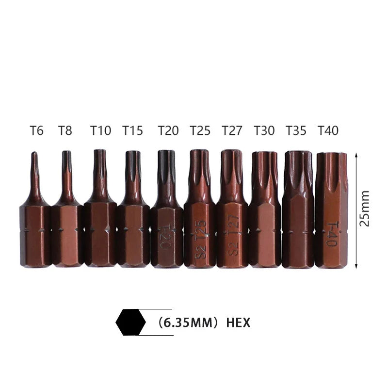 CowLost | product_id-10pcs-25mm-magnetic-torx-screwdriver-bit-set-t6-t40-1-4-hex-shank-electric-star-bits |8