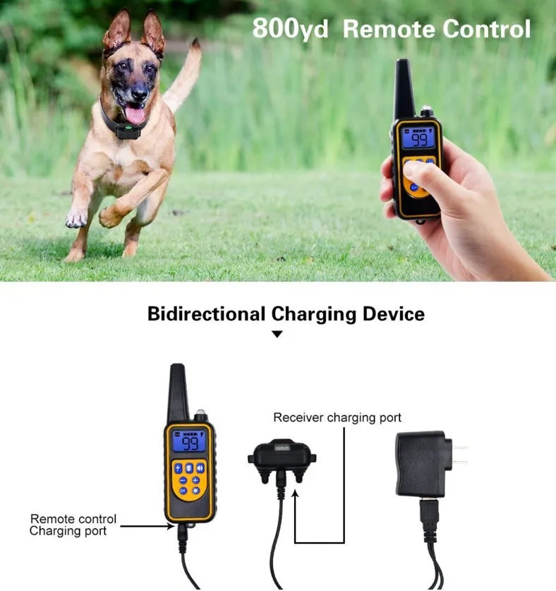 800m Waterproof Rechargeable Electric Dog Training Collar with Shock, Vibration & Sound