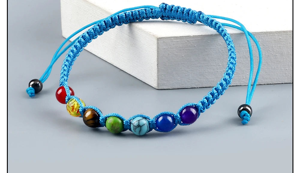 CowLost | badge-pass-holders-handmade-adjustable-7-chakra-natural-stone-beads-bracelet-6mm |23