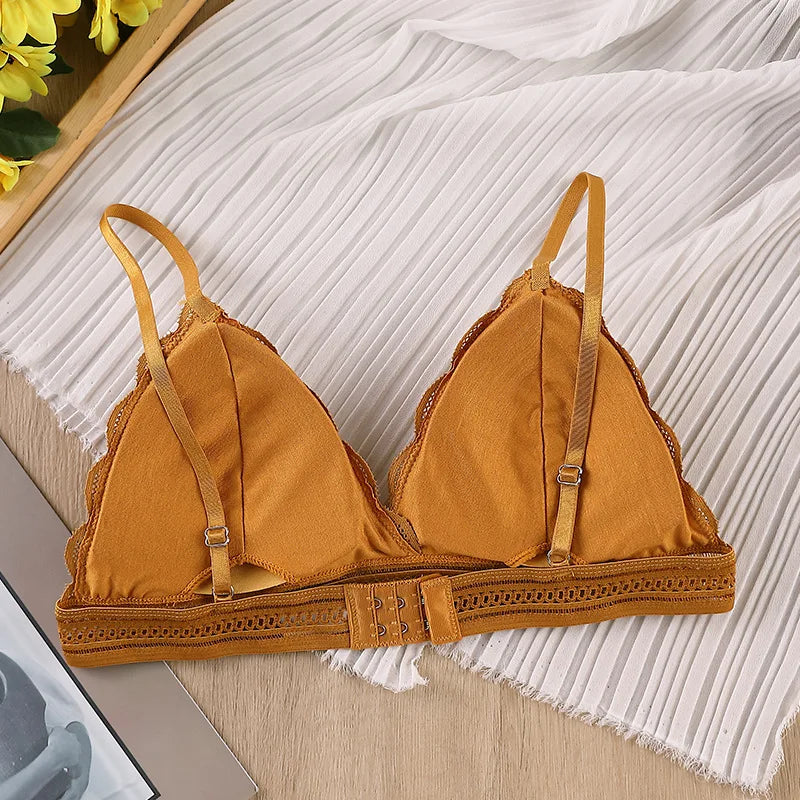 CowLost | product_id-women-s-lace-v-neck-triangle-cup-bralette-with-adjustable-padded-straps-solid-color |4