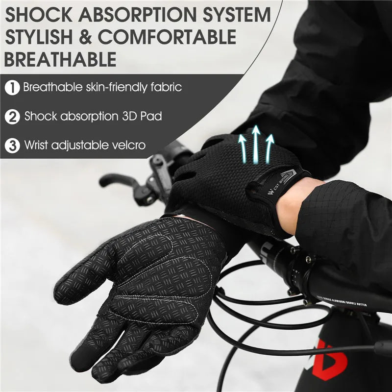 CowLost | west-biking-bicycle-gloves-breathable-half-full-finger-anti-slip-cycling-mittens-men-women-sports-shock-pad-mtb-road-bike-gloves |3