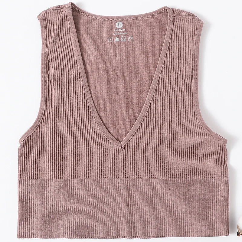 CowLost | product_id-women-seamless-v-neck-solid-crop-top-sports-bra-tank-m-xl |24