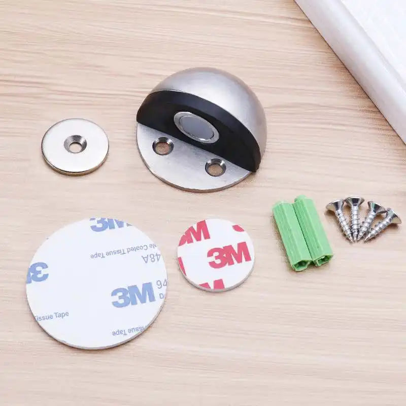 CowLost | stainless-steel-magnetic-dual-door-stopper-nail-free-door-catch-wall-protector |16