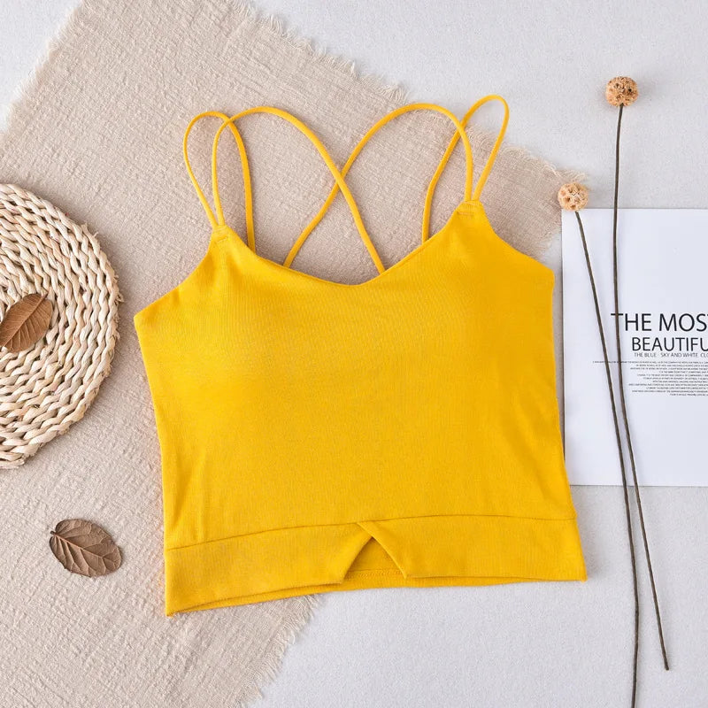 CowLost | product_id-women-s-solid-color-cross-strap-padded-crop-top-with-removable-pads |4