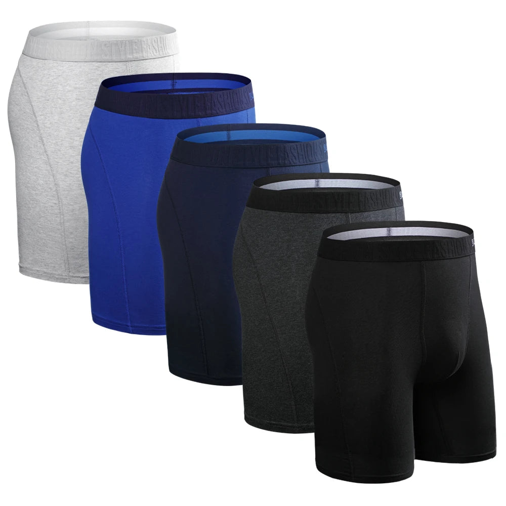 CowLost | activewear-pants-5pcs-mens-long-cotton-boxer-shorts-underwear |37