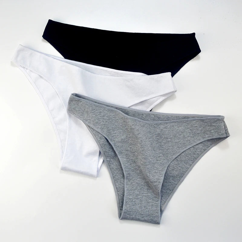 CowLost | product_id-3-pack-women-s-low-waist-cotton-briefs-breathable-solid-color-panties-m-xxl |8