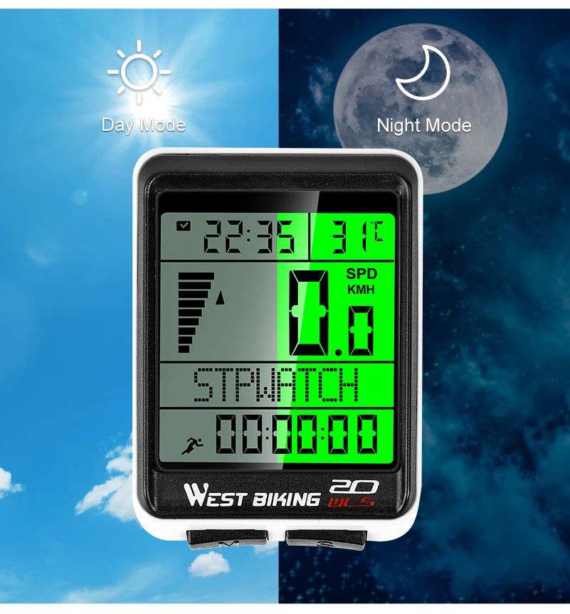 CowLost | west-biking-led-waterproof-bicycle-computer-wireless-5-language-cycling-bike-odometer-stopwatch-speedometer-2-1in-bike-computer |11