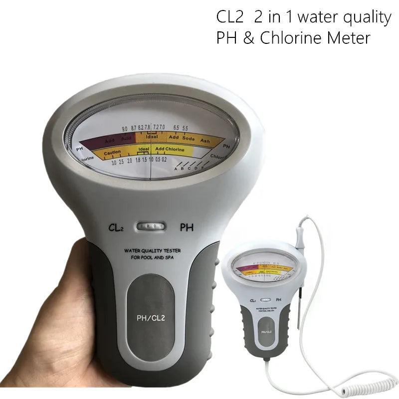 2-in-1 PH & Chlorine Meter Tester PC-102 for Pool & Aquarium Water Quality
