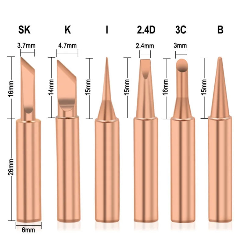 CowLost | product_id-5pcs-pure-copper-soldering-iron-tips-set-i-b-k-2-4d-3c-900m-for-diy-electronic-repair |7
