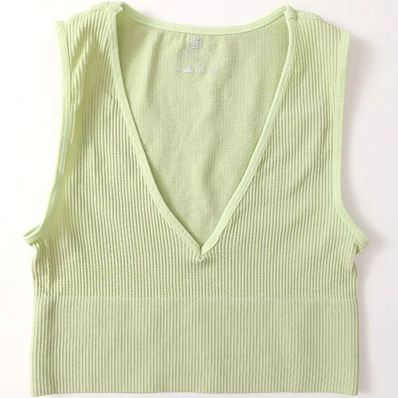 CowLost | product_id-women-seamless-v-neck-solid-crop-top-sports-bra-tank-m-xl |10