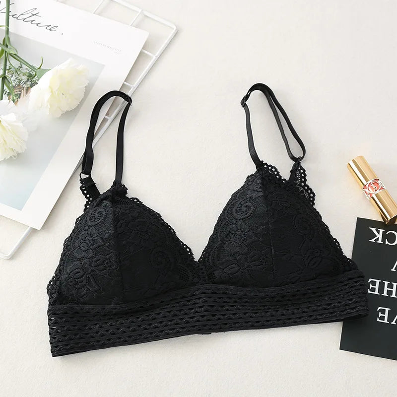 CowLost | product_id-floral-lace-v-neck-padded-non-wire-push-up-bralette-for-women |3