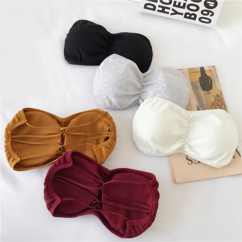 CowLost | women-strapless-bra-tube-top-cross-back-wireless-invisible-bra-seamless-underwear-female-sexy-lingerie-cotton-bralette-crop-top |1