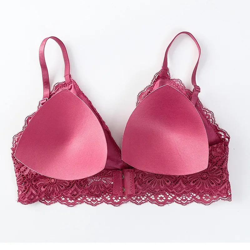 CowLost | product_id-women-floral-lace-wire-free-push-up-bra-and-low-rise-panties-set |4