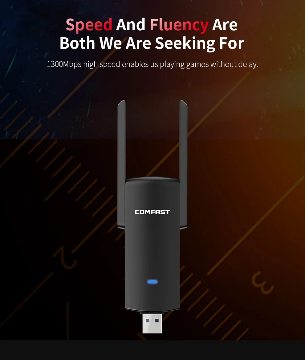 CowLost | comfast-gigabit-wifi-adapter-1300mbps-2-4g-5ghz-antenna-usb3-0 |12