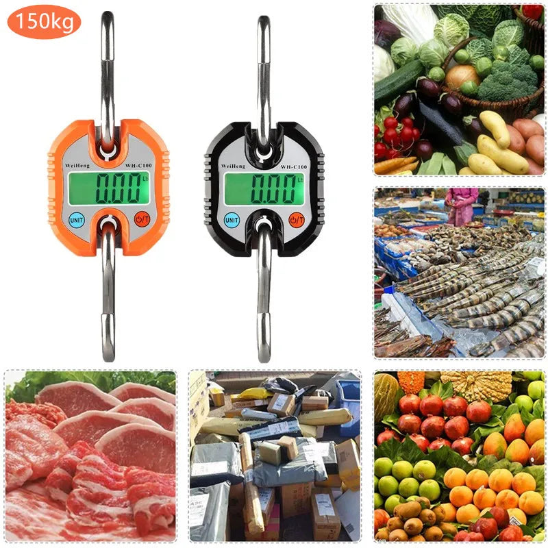 JUANJUAN Digital Crane Scale 300kg-500kg Heavy Duty Hanging Hook Portable Stainless Steel