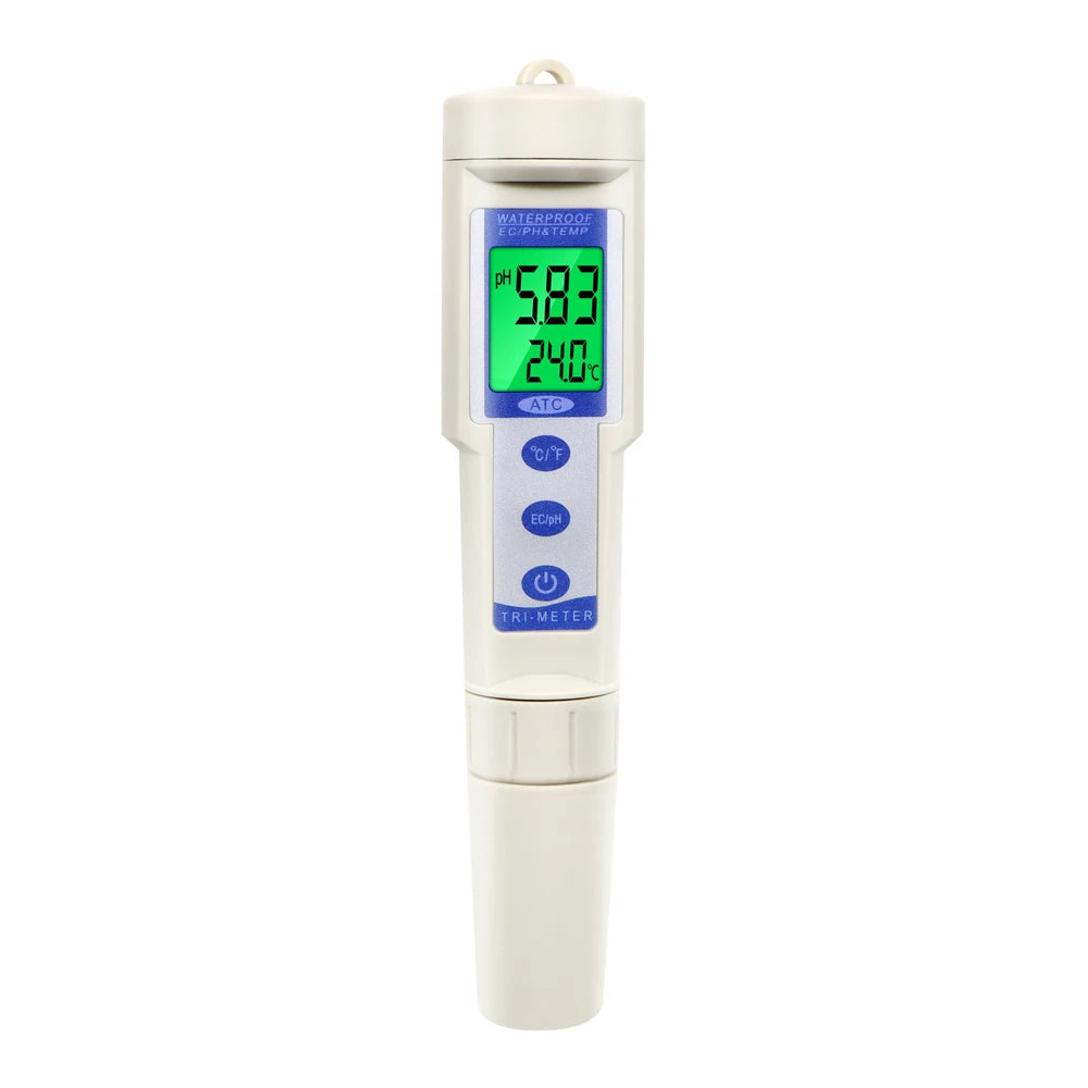 3-in-1 Waterproof Digital PH EC Temp Meter 0.01 with Auto Temperature Compensation for Aquarium